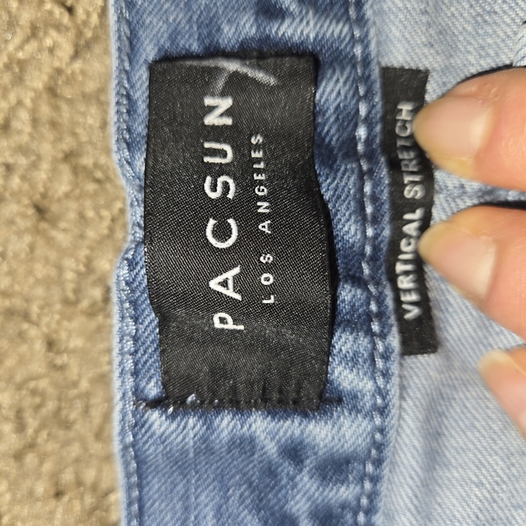 Women's Pacsun Distressed Jeans with Red Rose Embroidery - Picture 2 of 6